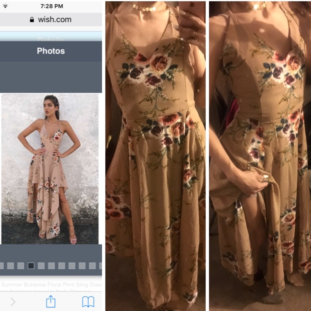 Nude beige floral dress size medium